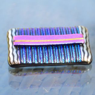 Large Dichroic Glass Brooch with a Sterling Silver Fitting Blues-Purples-Pinks