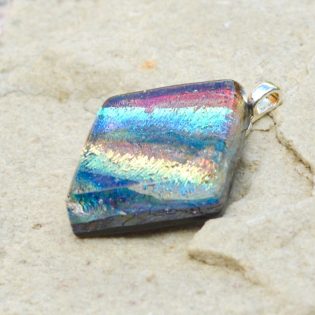 Wicksteads AWDesignsUK Iridescent Multi-Coloured Diamond Dichroic Glass Pendant