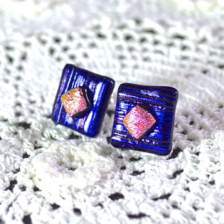 Cobalt Blue Pink Purple Stud Earrings