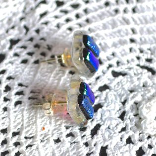Wicksteads AWDesignsUK Ocean Turquoise Dichroic Glass Sterling Silver Stud Earrings