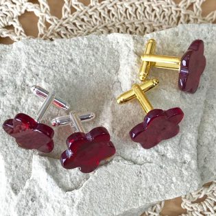 Wicksteads AWDesignsUK Deep Red Glass Flower Cufflinks