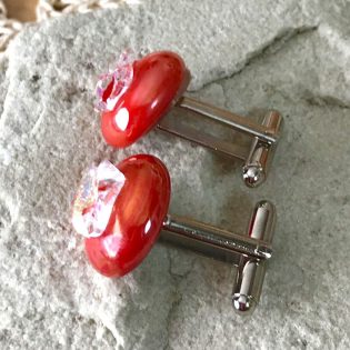 Wicksteads AWDesignsUK Red Pearlescent Dichroic Glass Cufflinks
