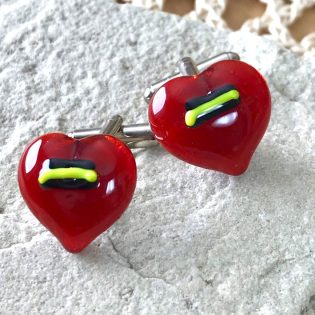 Wicksteads AWDesignsUK Yellow and Black Detailed Red Glass Cufflinks