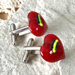 Wicksteads AWDesignsUK Yellow and Black Detailed Red Glass Cufflinks