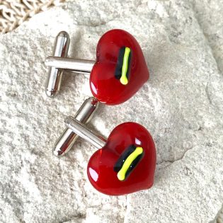 Wicksteads AWDesignsUK Yellow and Black Detailed Red Glass Cufflinks