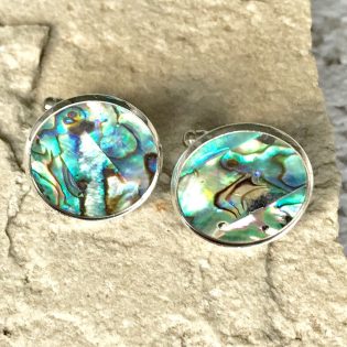 Abalone Paua Shell Silver Cufflinks