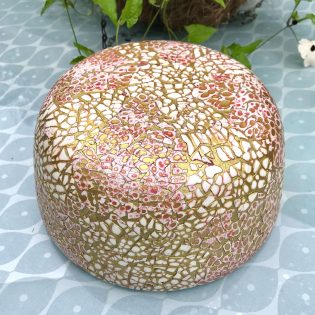 Large Bamboo Bowl - Pink Eggshell Crackle