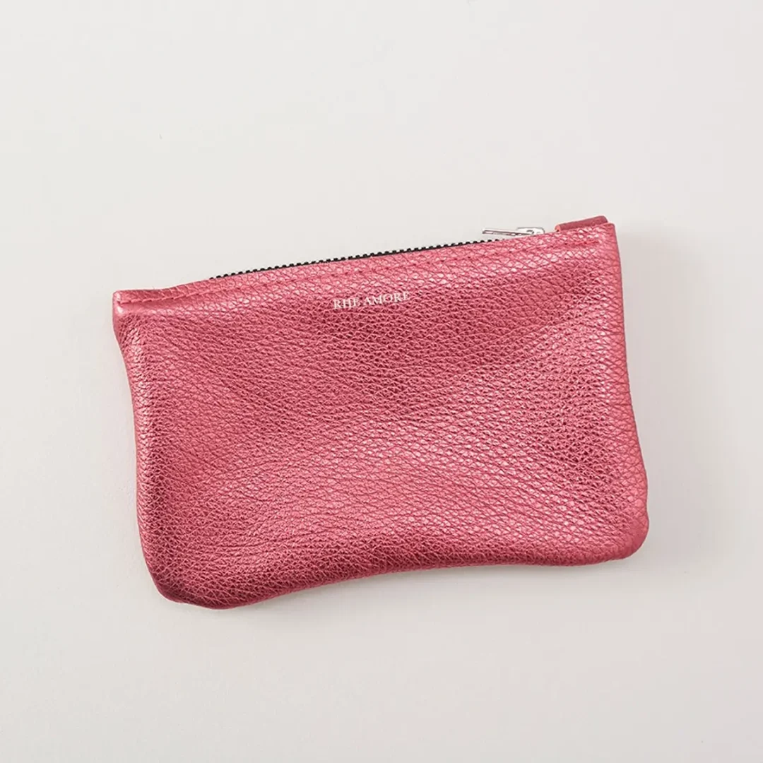 Metallic Soft Leather Purse by Rhe Amore Raspberry