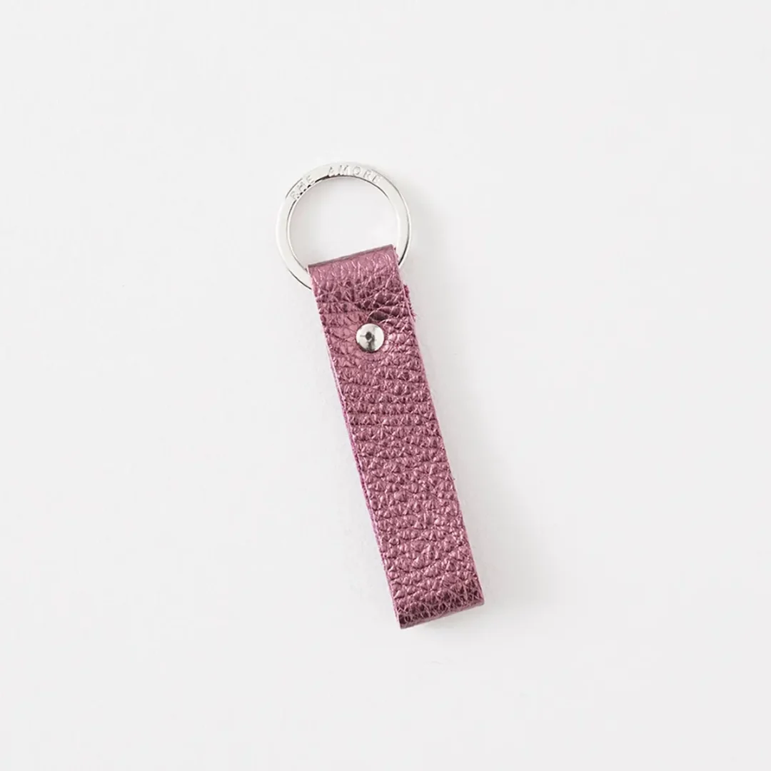 Metallic Leather Keyring by Rhe Amore Blackcurrant