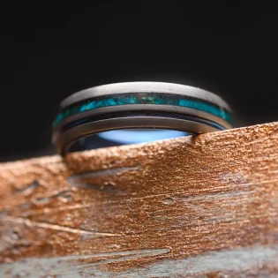 Sapia Blue Maple Wood & Tungsten Steel Men’s Ring by Botanica