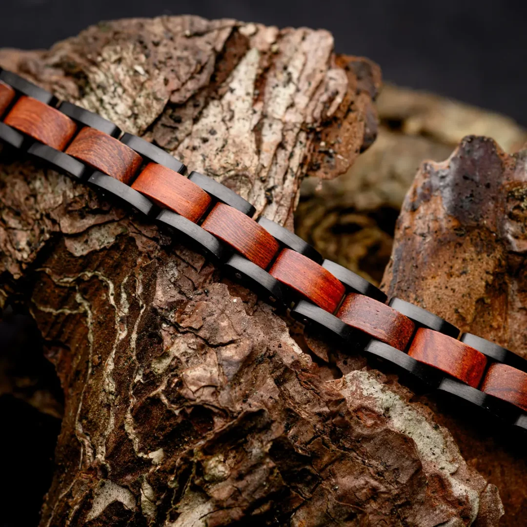 Wilfred Charcoal Black Tungsten Steel & Rosewood Bracelet