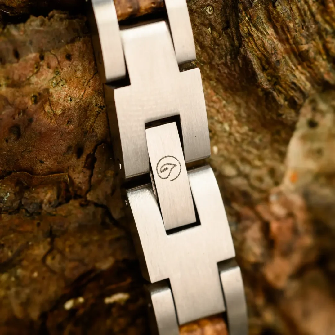 Charles Silver Tungsten Steel & Reclaimed Whiskey Wood Bracelet