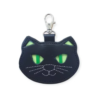 Lucky Black Cat Handmade Leather Bag Charm by Zatchels