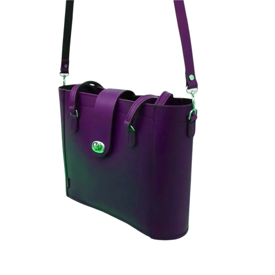 Handmade Leather Mini Twist Lock Shopper Bag - Purple by Zatchels