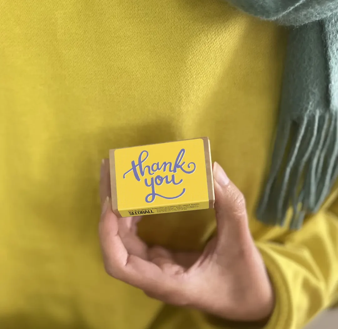 Thank You Pocket Boxes by Seedball available at Tiezori Yellow