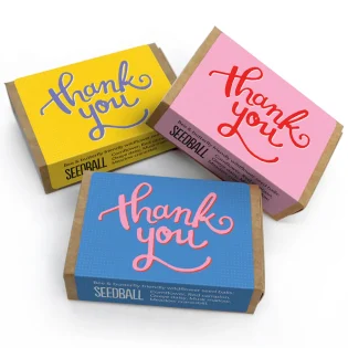 Thank You Pocket Boxes by Seedball available at Tiezori Set of 3