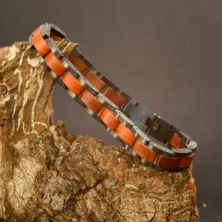 Botanica’s Wilfred Bracelet, crafted from Charcoal Black Tungsten Steel & Rosewood