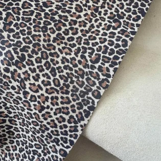 Cream Leopard Print Suede Leather by Rhe Amore