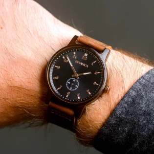 Luther Dark Brown Quartz Watch - Sandalwood & Leather