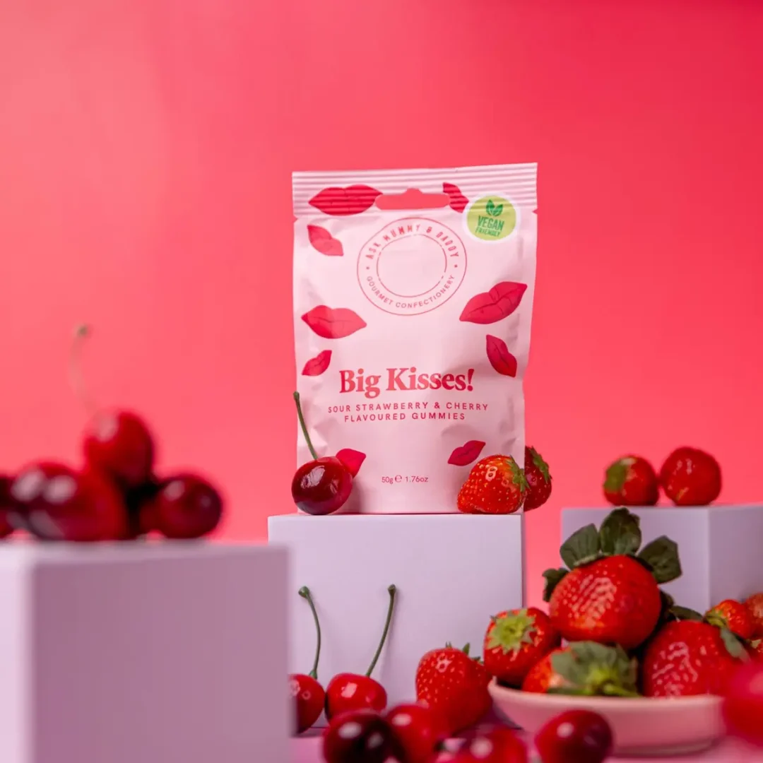 Big Kisses! Sour Strawberry & Cherry Gummies
