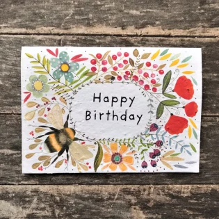 Bumble Bee 'Happy Birthday' Plantable Seed Paper Card 1