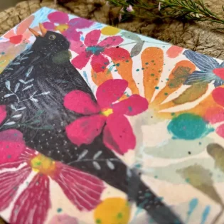 Vibrant Floral Blackbird Plantable Seed Paper Card 1