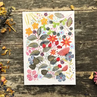Botanical Watercolour Plantable Seed Paper Card by Erika's Whimsical Art 1