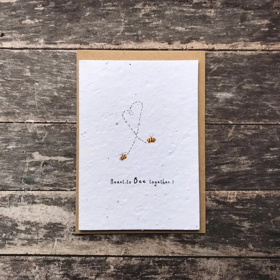 'Meant to Bee Together' Plantable Seed Paper Card by Erika's Whimsical Art Available at Tiezori Gift Card