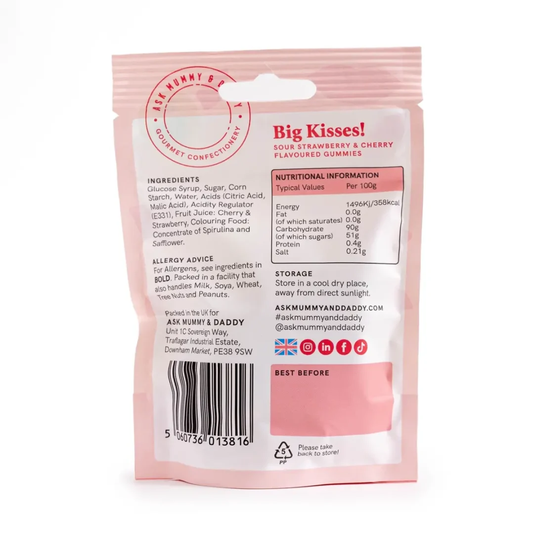 Big Kisses! Sour Strawberry & Cherry Gummies