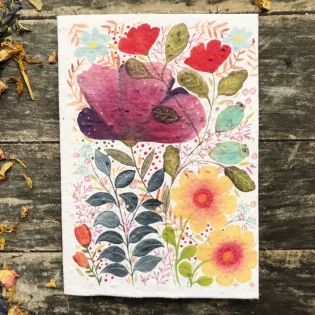 Meadow Watercolour Plantable Seed Paper Card by Erika's Whimsical Art 1