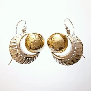 Sterling Silver & Gold Vermeil Eclipse Moon Drop Earrings