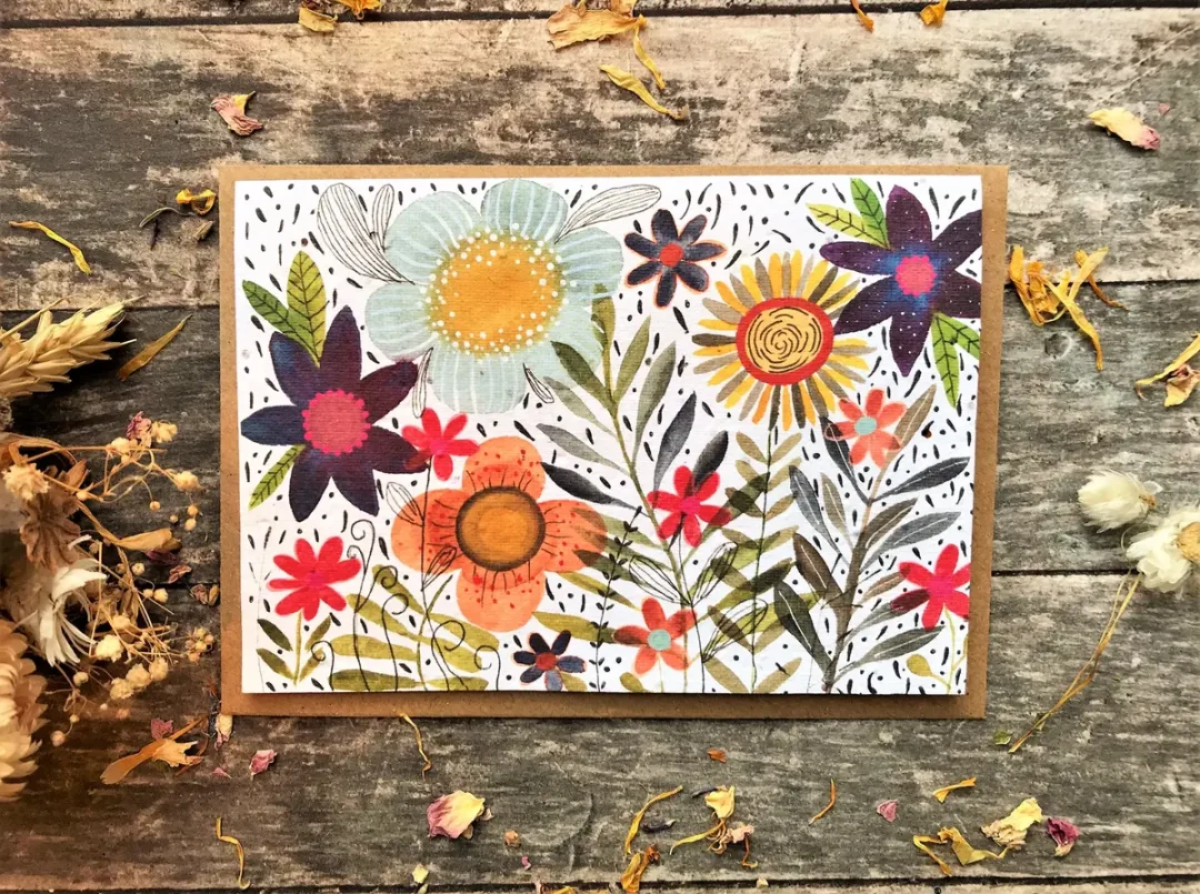 Wildflower Blooms Plantable Seed Paper Card by Erika's Whimsical Art 5