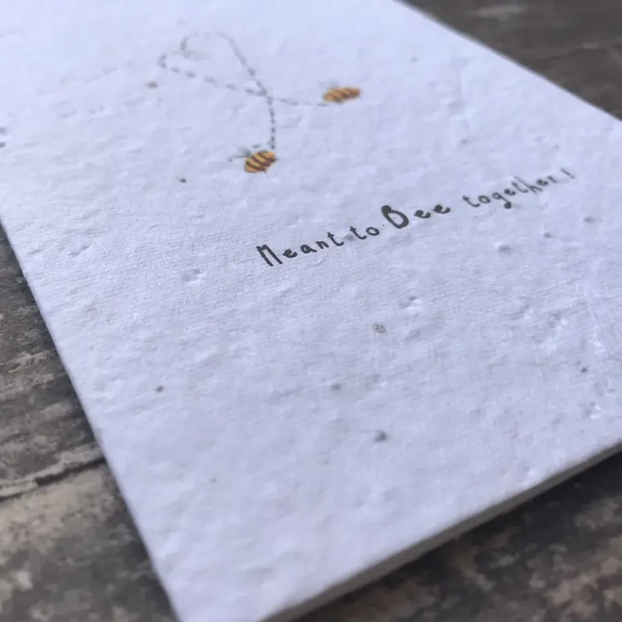 'Meant to Bee Together' Plantable Seed Paper Card by Erika's Whimsical Art Available at Tiezori laying down