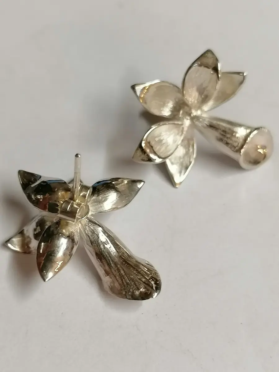 Sterling Silver Pleione Orchid Stud Earrings