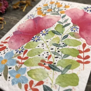 Floral Watercolour Plantable Seed Paper Card by Erika's Whimsical Art 2