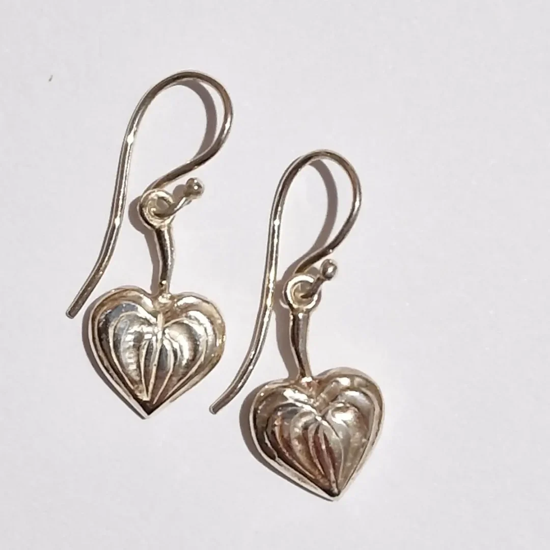 Sterling Silver Heart Drop Earrings