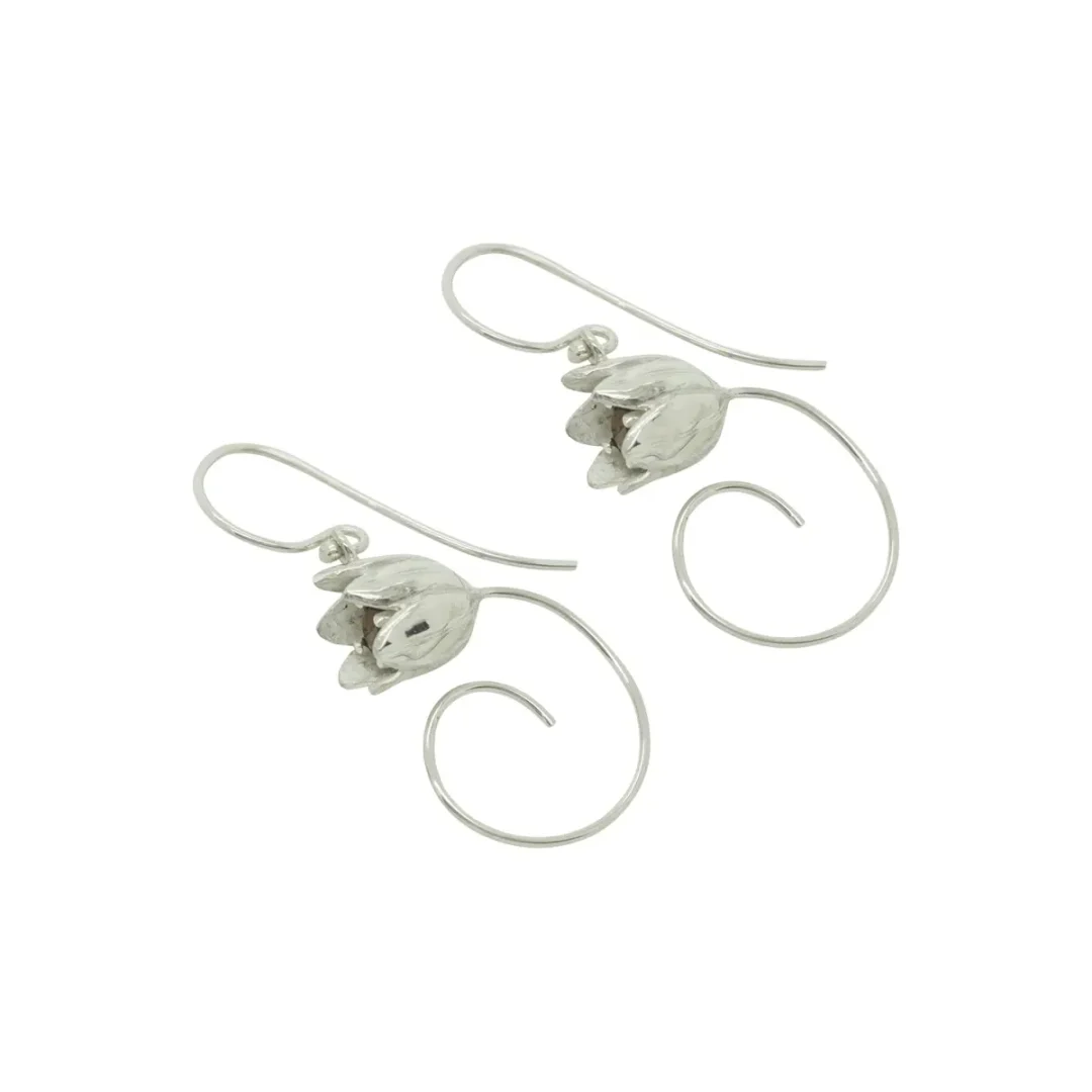 Sterling Silver Garnet Tulip Drop Earrings