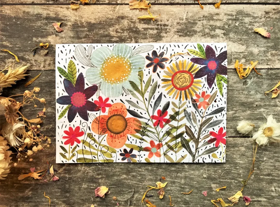 Wildflower Blooms Plantable Seed Paper Card by Erika's Whimsical Art 4