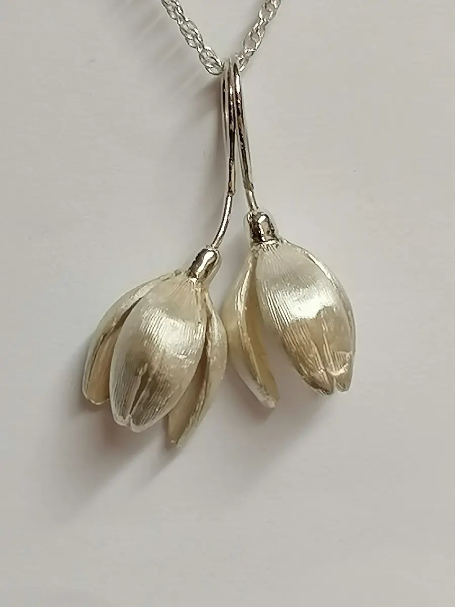 Sterling Silver Double Snowdrop Pendant Necklace