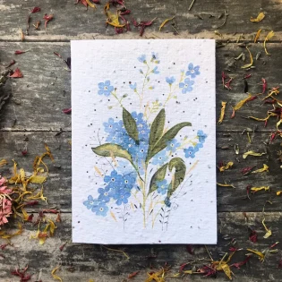 'Forget Me Not Blooms' Plantable Seed Paper Card by Erika's Whimsical Art 1