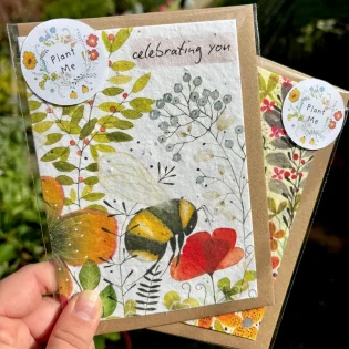 Bumble Bee 'Celebrating You' Plantable Seed Paper Card by Erika’s Whimsical Art 2