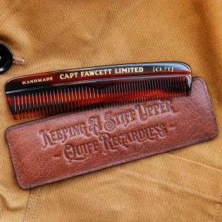 Captain Fawcett’s fine-toothed Hair Comb with Leather Case