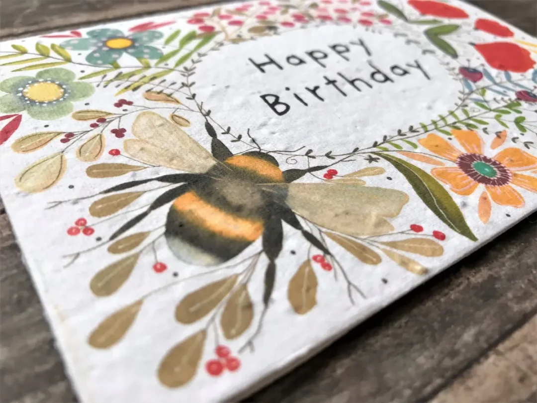 Bumble Bee 'Happy Birthday' Plantable Seed Paper Card 2