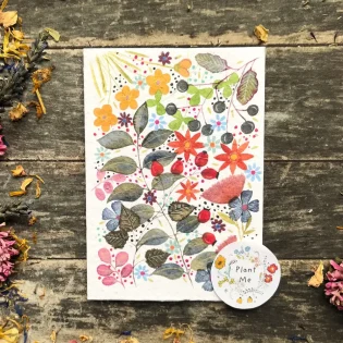 Botanical Watercolour Plantable Seed Paper Card by Erika's Whimsical Art