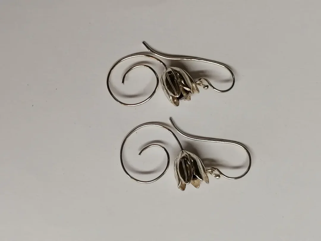 Sterling Silver Garnet Tulip Drop Earrings