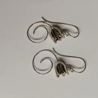 Sterling Silver Garnet Tulip Drop Earrings
