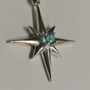 Sterling Silver Topaz Star Pendant Necklace