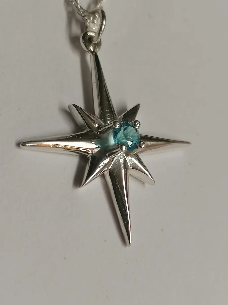 Sterling Silver Topaz Star Pendant Necklace