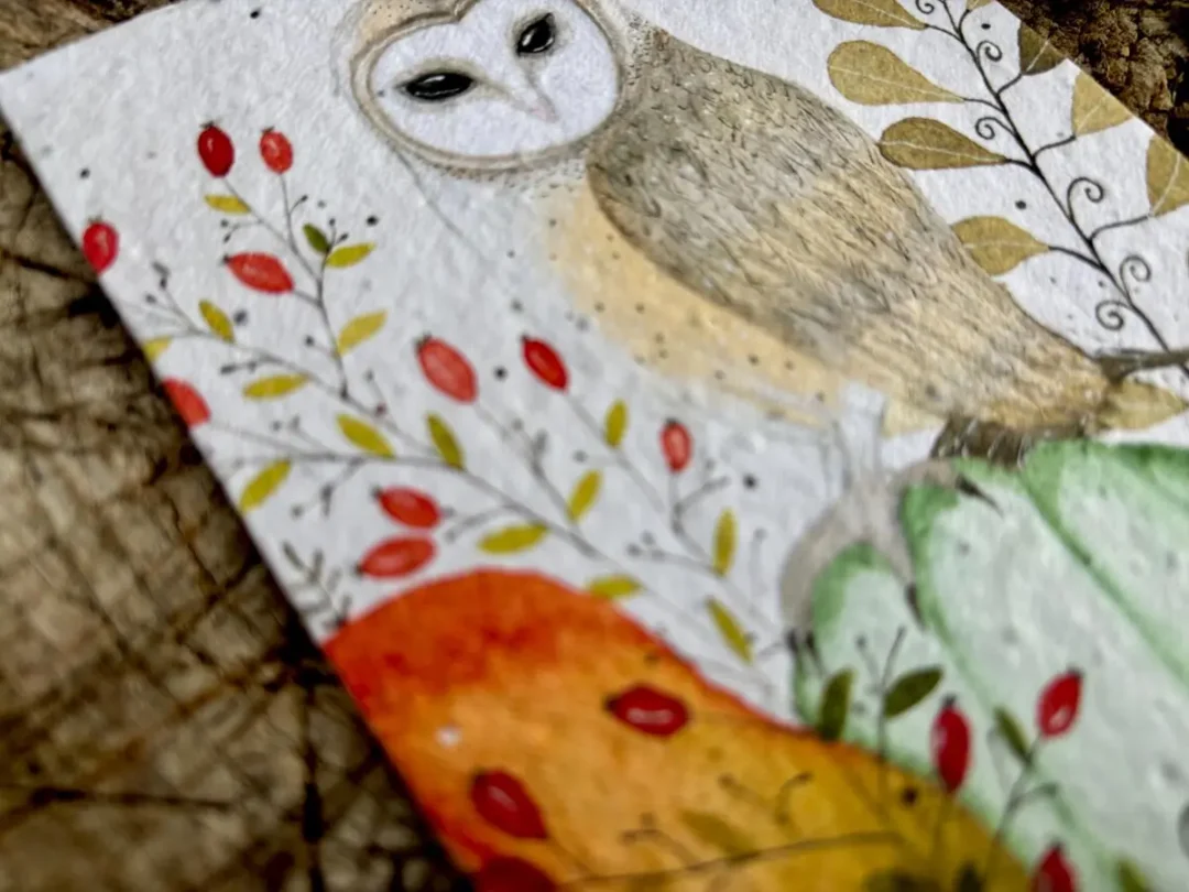 Owl 'With Love' Plantable Seed Paper Card by Erika's Whimsical Art 3