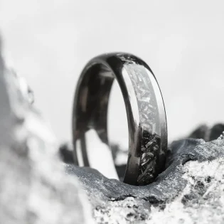 Percy Alnwick Stone & Gunmetal Tungsten Steel Men’s Ring by Botanica